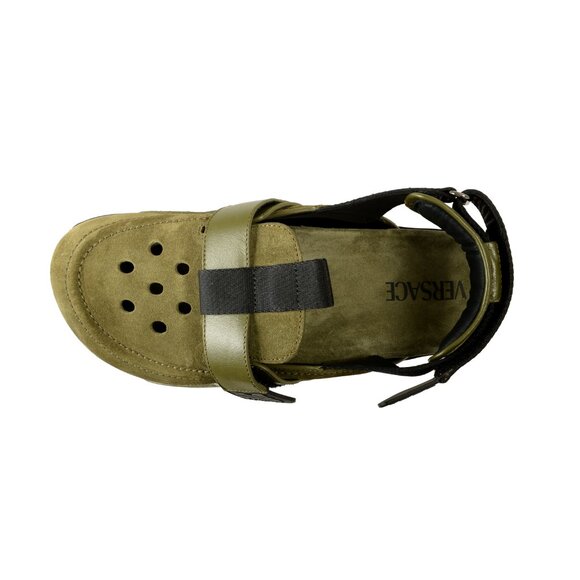 Versace Men\'s Olive Green Suede & Leather Sandals Shoes US 9 IT 42 main image 6